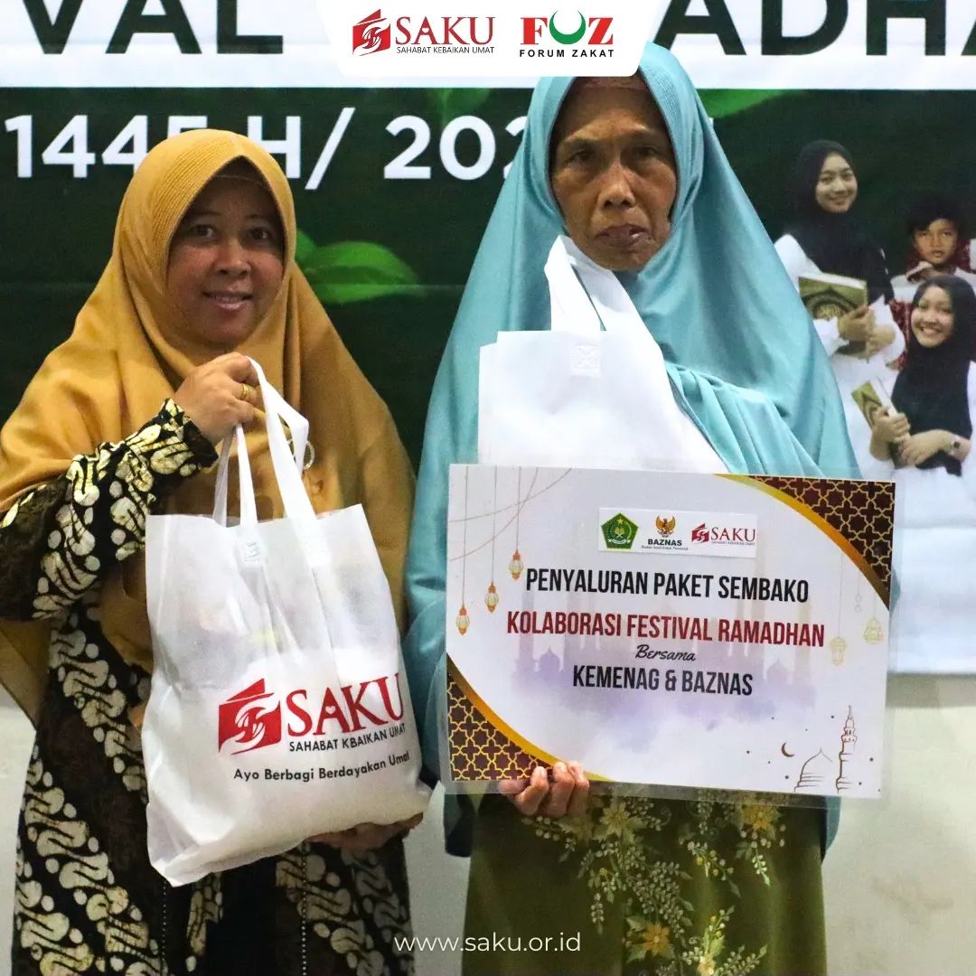 Penyaluran Bantuan Serentak dari LAZ SAKU di Festival Ramadhan Asyik Bersama Gusmen (Kolaborasi BAZNAS, KEMENAG, LAZ)