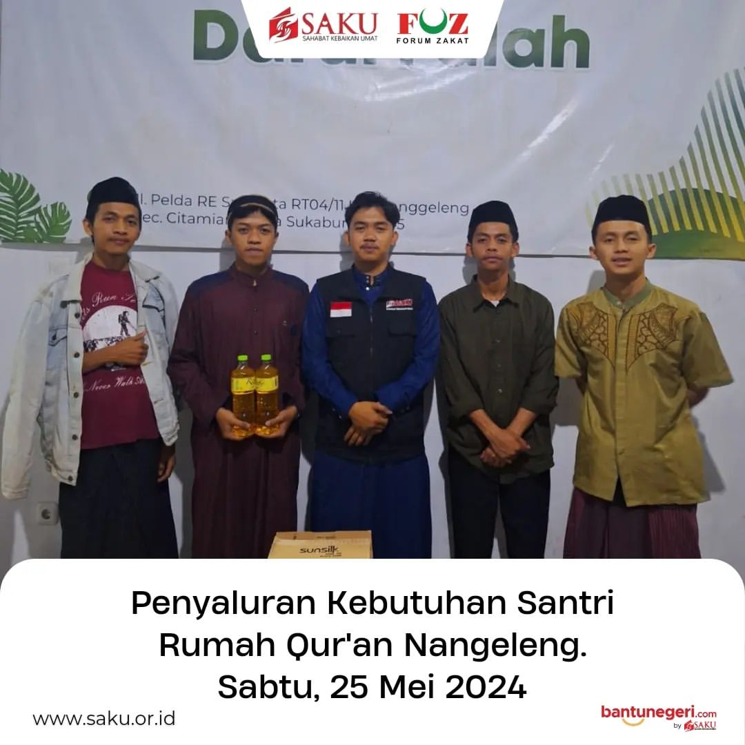 Penyaluran Rutin Kebutuhan Santri Rumah Qur’an Nanggeleng