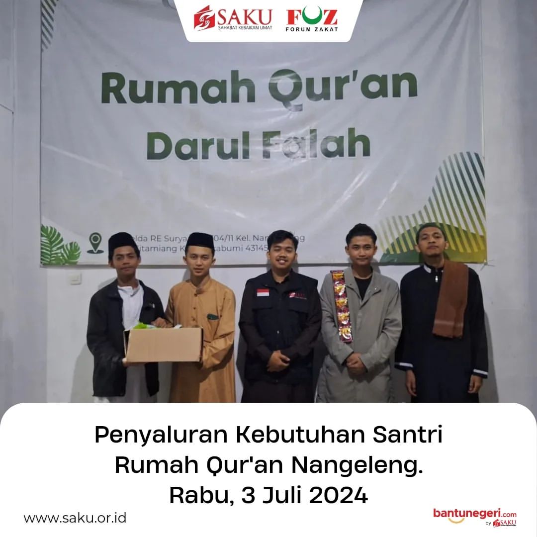 Penyaluran Rutin Kebutuhan Santri Rumah Qur’an Nanggeleng